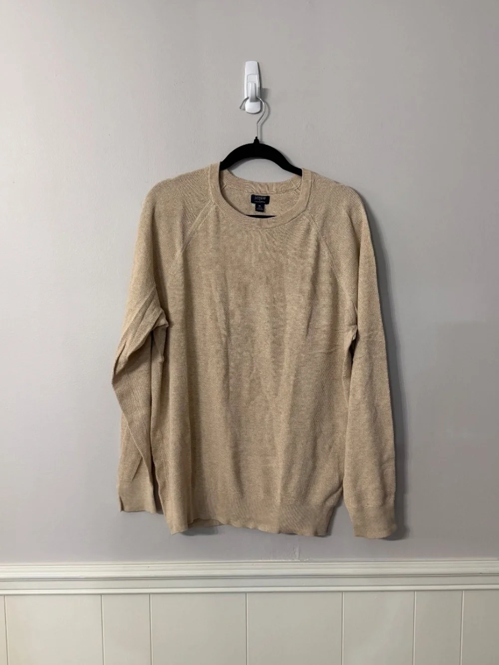 J. Crew Men’s Tan Long Sleeve 100% Cotton Knit Crewneck Sweater Sz XL NWT